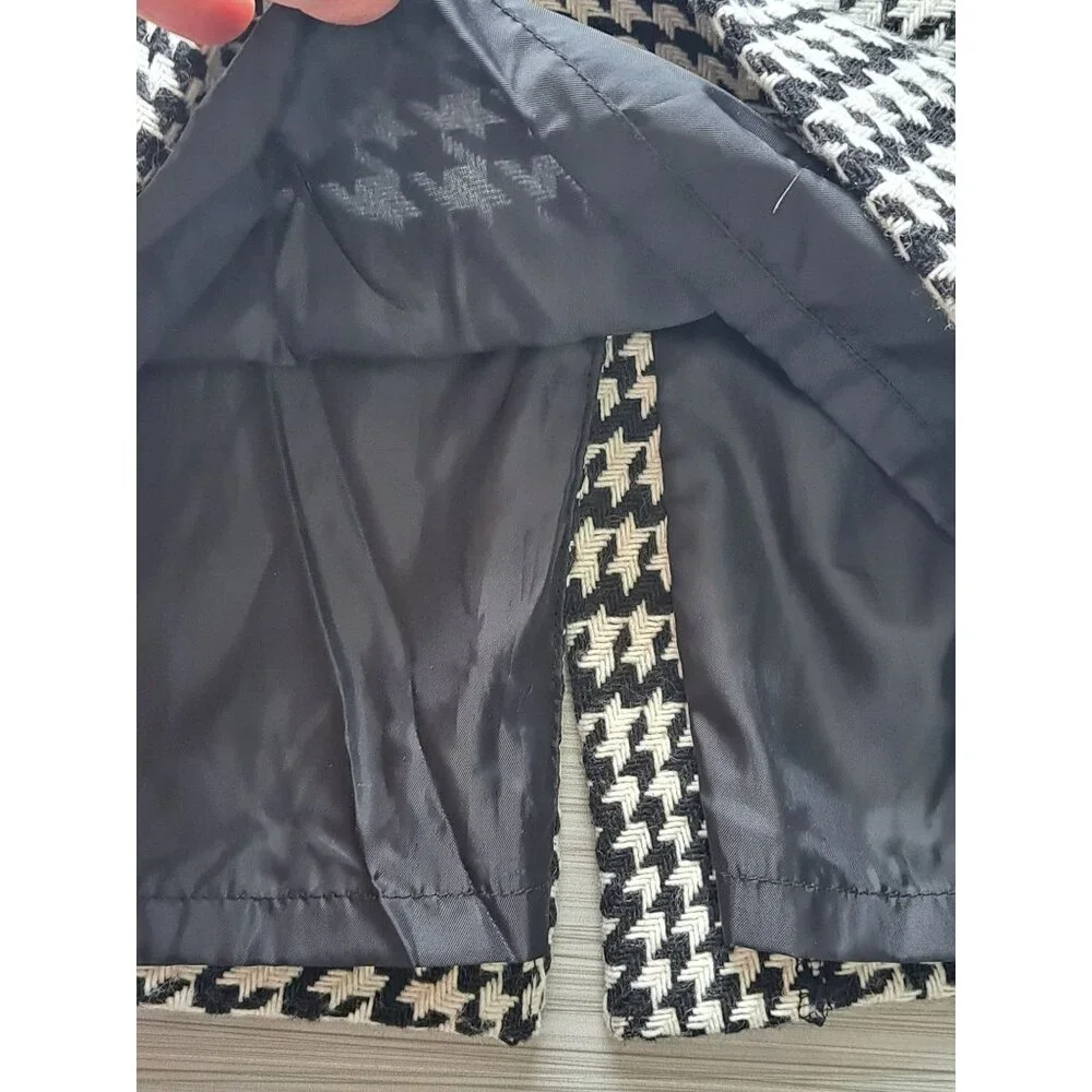 Vtg Liz Claiborne Houndstooth Black & White Pencil Skirt Size 6 Wool Blend - Picture 2 of 8
